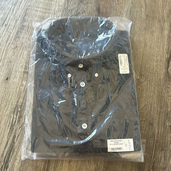 Rag & Bone Fit 2 Tomlin Cotton Oxford Button-Up Shirt Slim Fit Black Size XXL - Picture 6 of 7